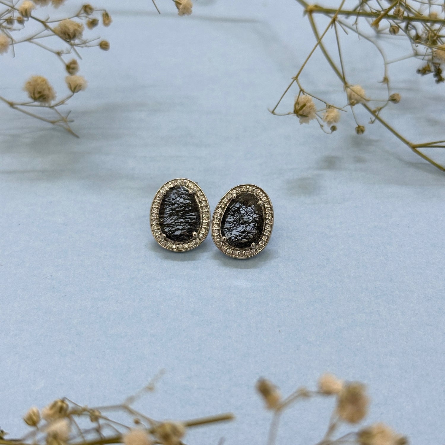 Luca Rutile Quartz Silver 925 Studs Earrings