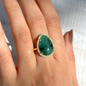 Gabriella  Silver 925 Emerald Gold Plated Ring