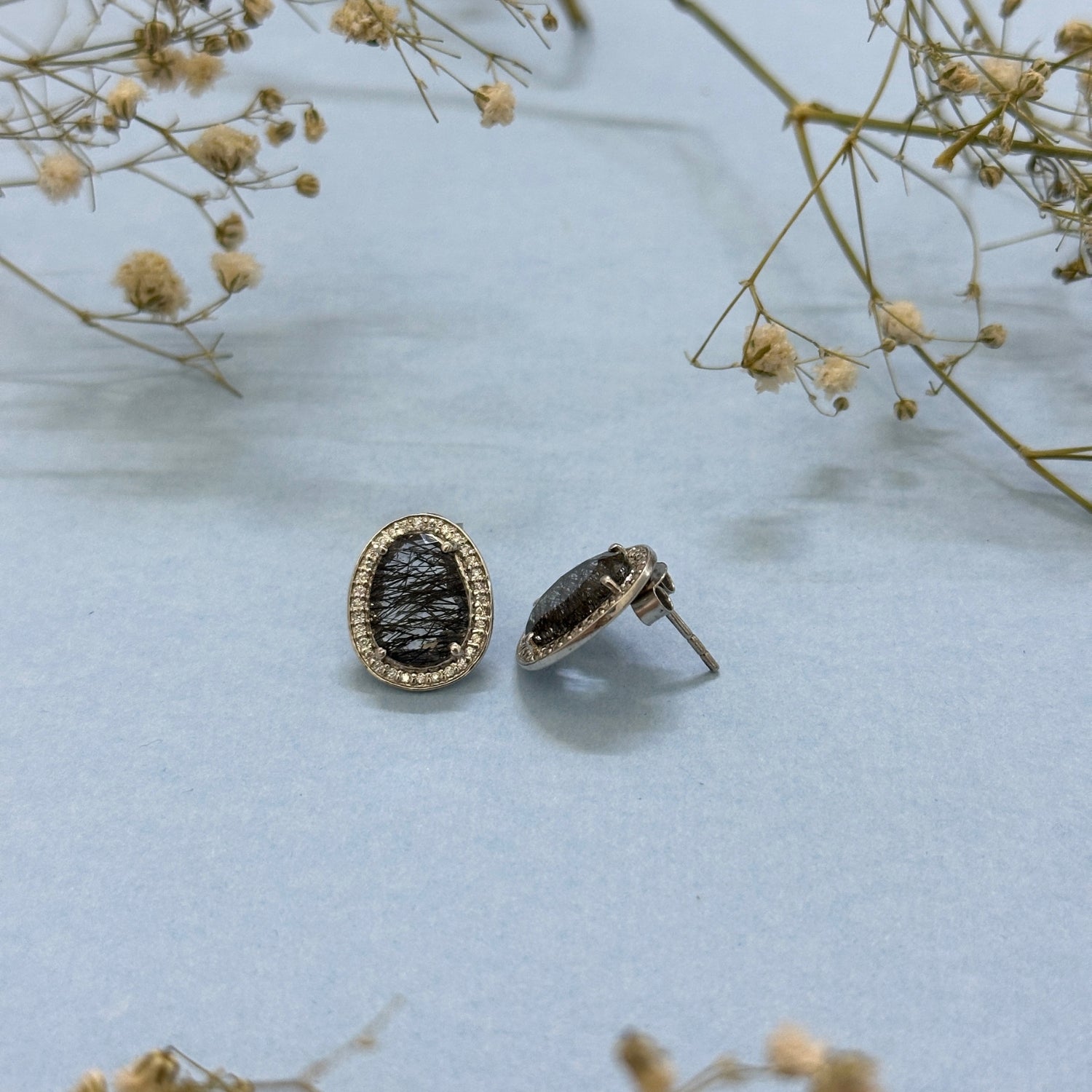 Luca Rutile Quartz Silver 925 Studs Earrings