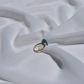 Blue Topaz Big Oval 18KT Gold Ring