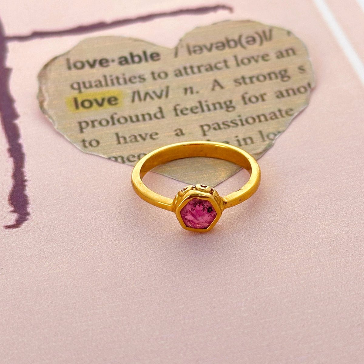 Gleam Ruby Gold Plated Silver 925 Love Ring