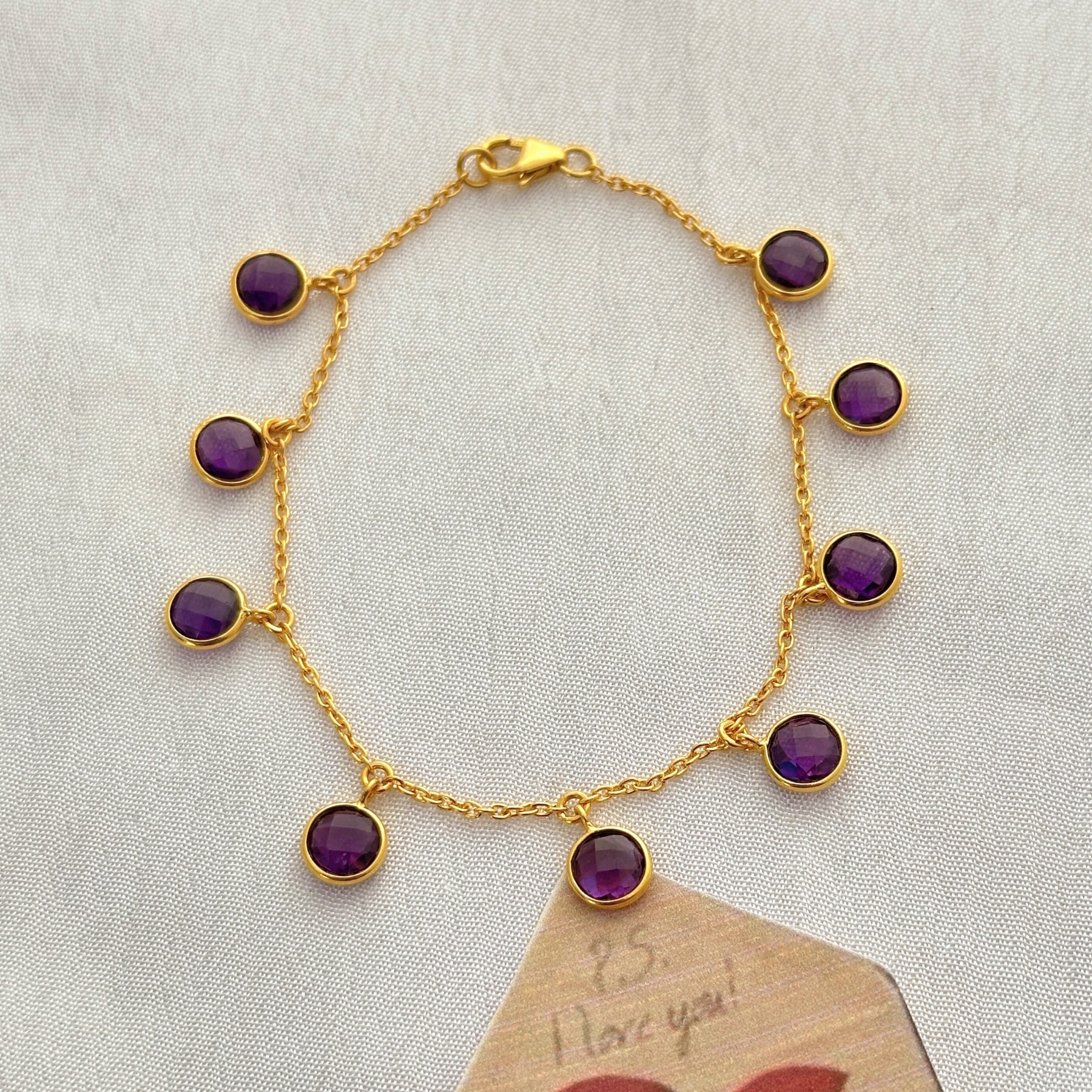 Cairo Amethyst 18KT Gold Plated Love Bracelet