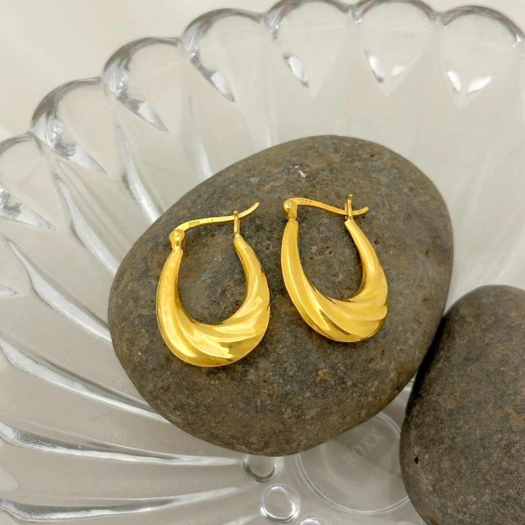 Raul Gold Plated Silver 925 Hoop Earrings