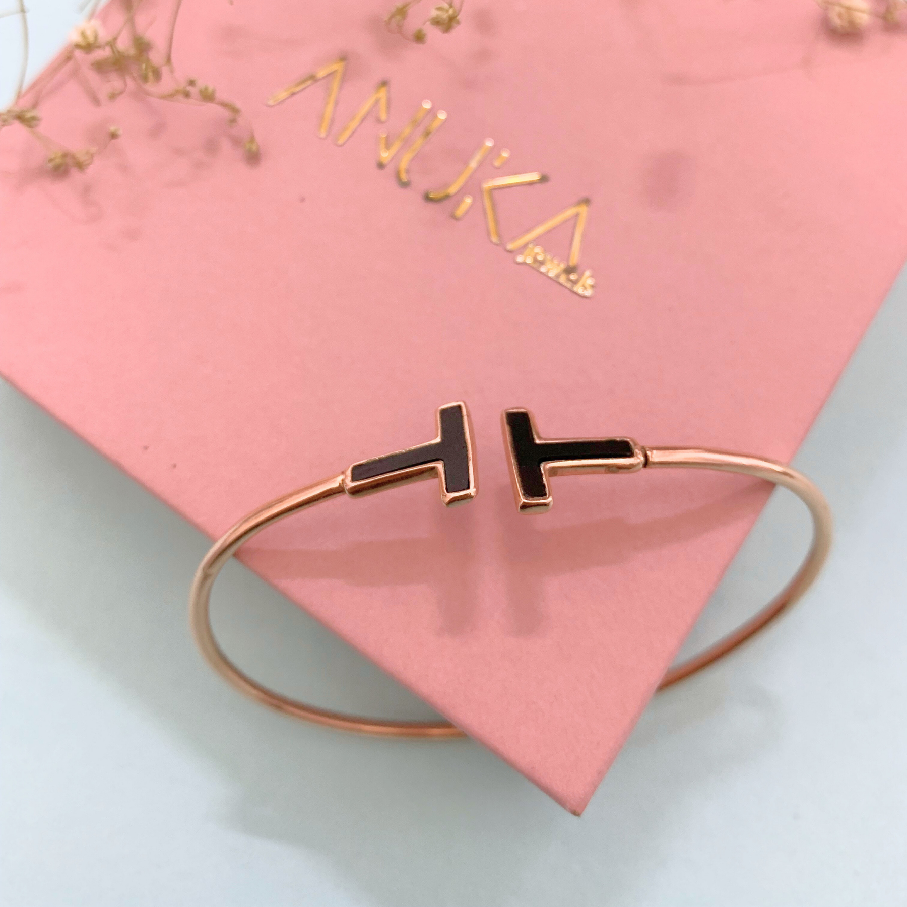 Zelena Rosegold 925 Silver Bangle Bracelet