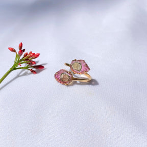 Watermelon Tourmaline 18KT Gold Ring