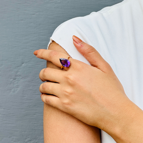 Amethyst Pear 18KT Gold Ring