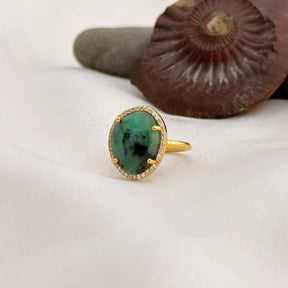 Ines Silver 925 Emerald Gold Plated Ring