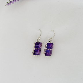 Amethyst 18KT White Gold Earrings