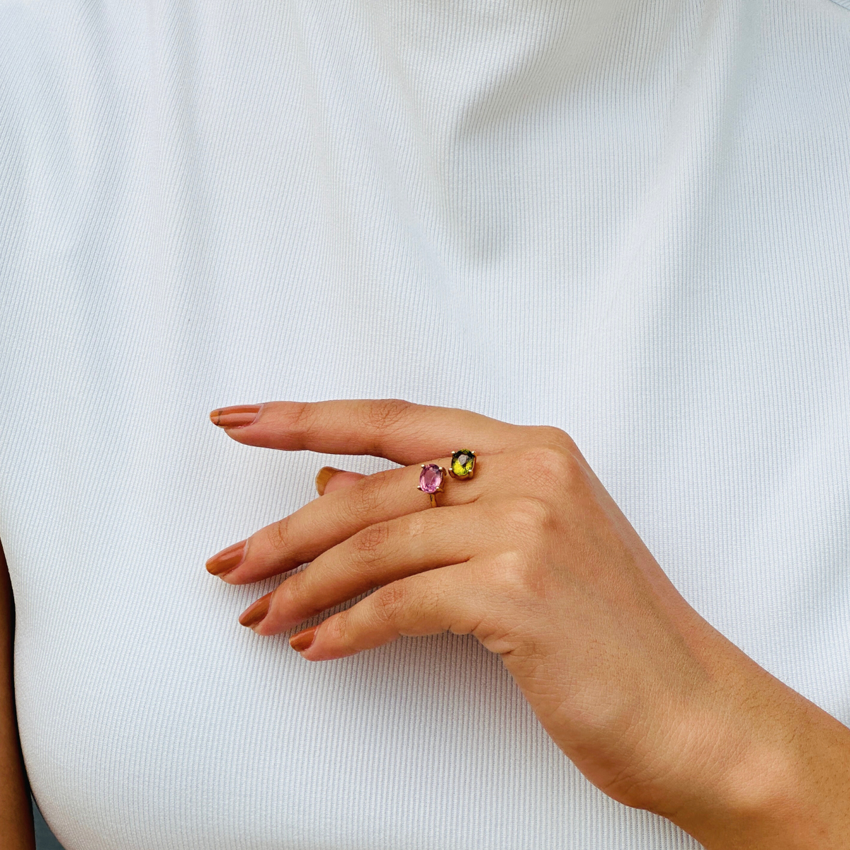 Tourmaline Two Stone 18KT Gold Ring