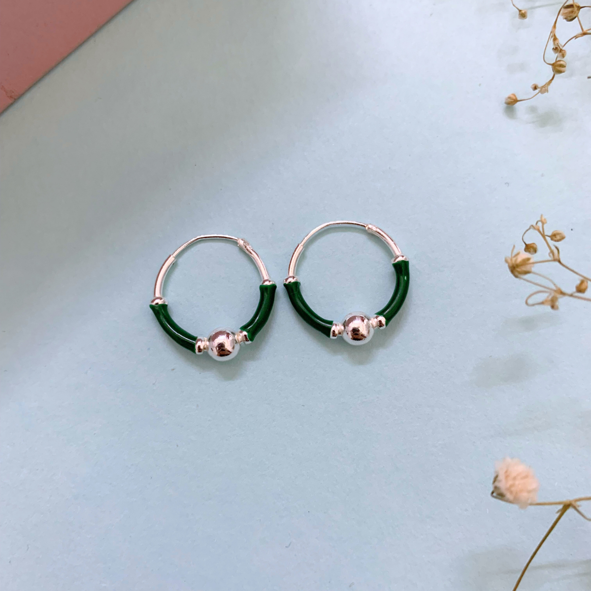 Shiny Multi color Silver 925 Hoop Earrings