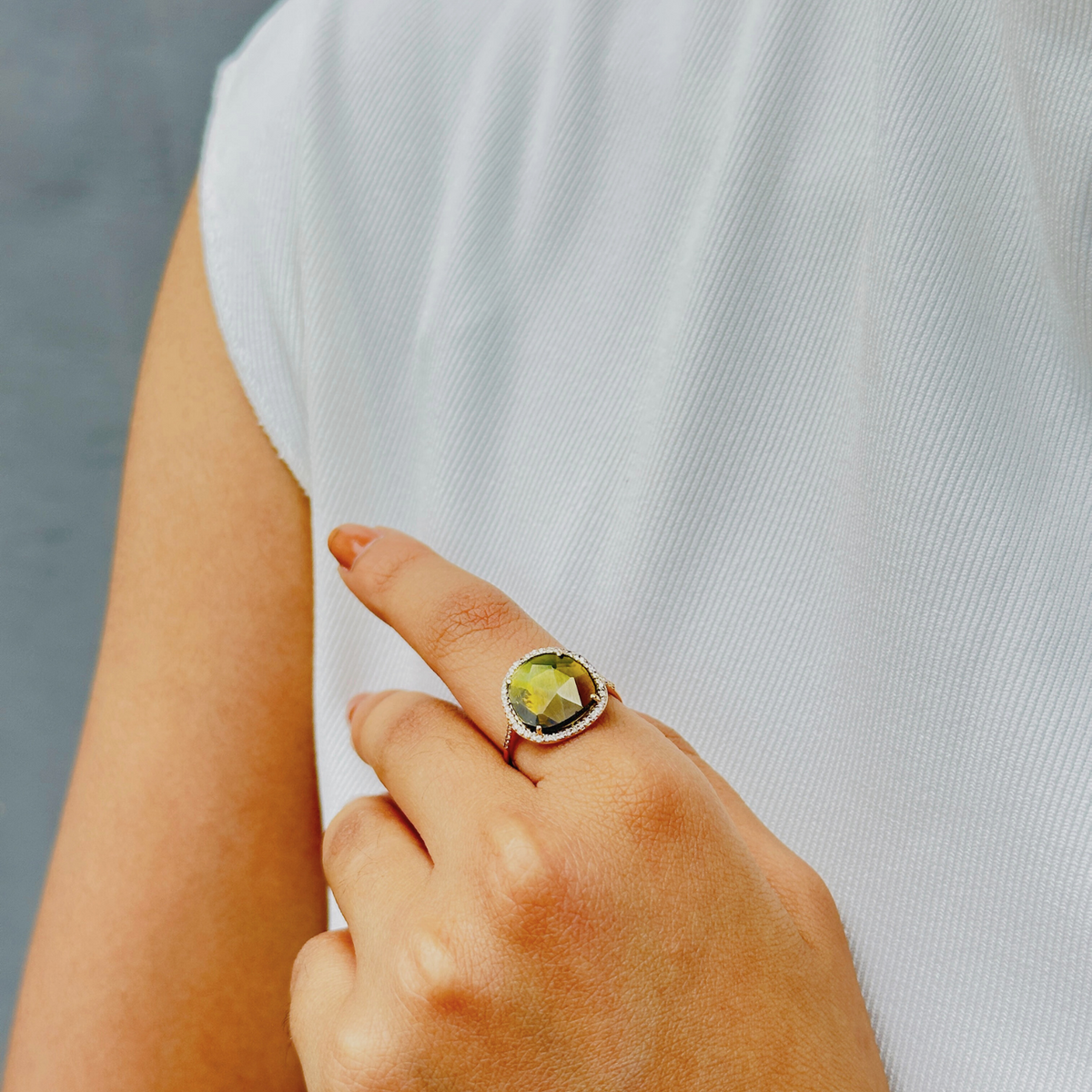 Tourmaline 18KT Gold Ring with Diamonds