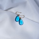 Blue Topaz Drop 18KT Gold Earrings