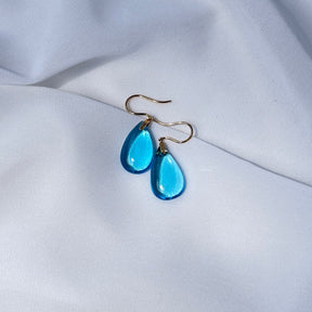 Blue Topaz Drop 18KT Gold Earrings