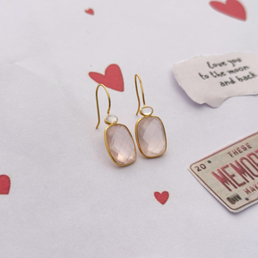 Tate Rose Quartz 18K Gold Plated Silver 925 Love Earrings