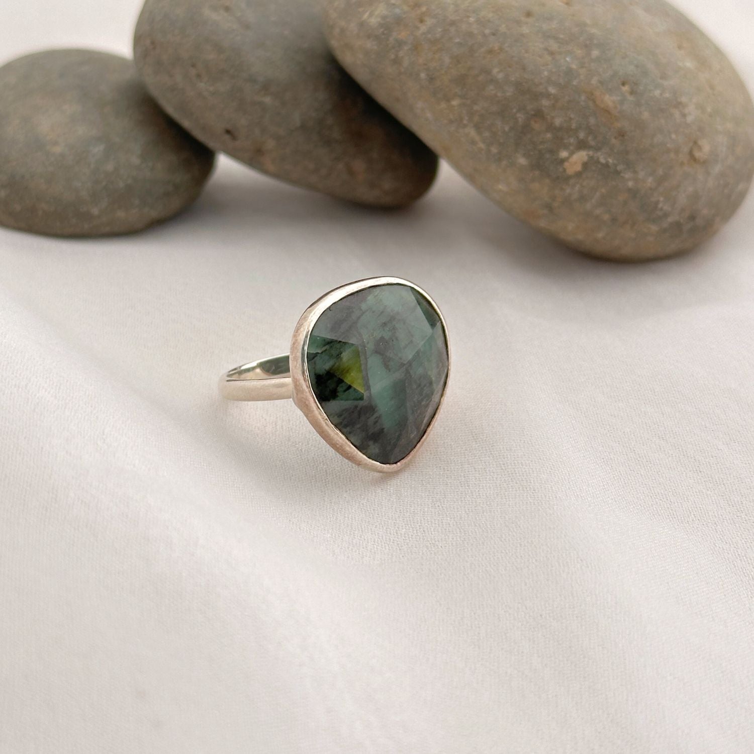 Zelean Silver 925 Emerald Ring