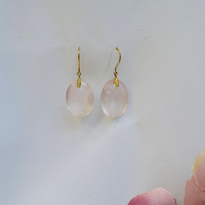 Rose Quartz 18KT Gold Earrings