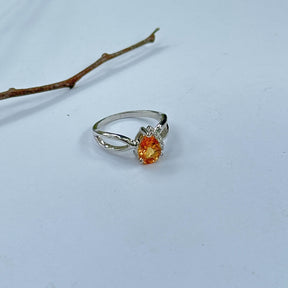 Canberra Gemstone with Diamond Silver 925 Ring