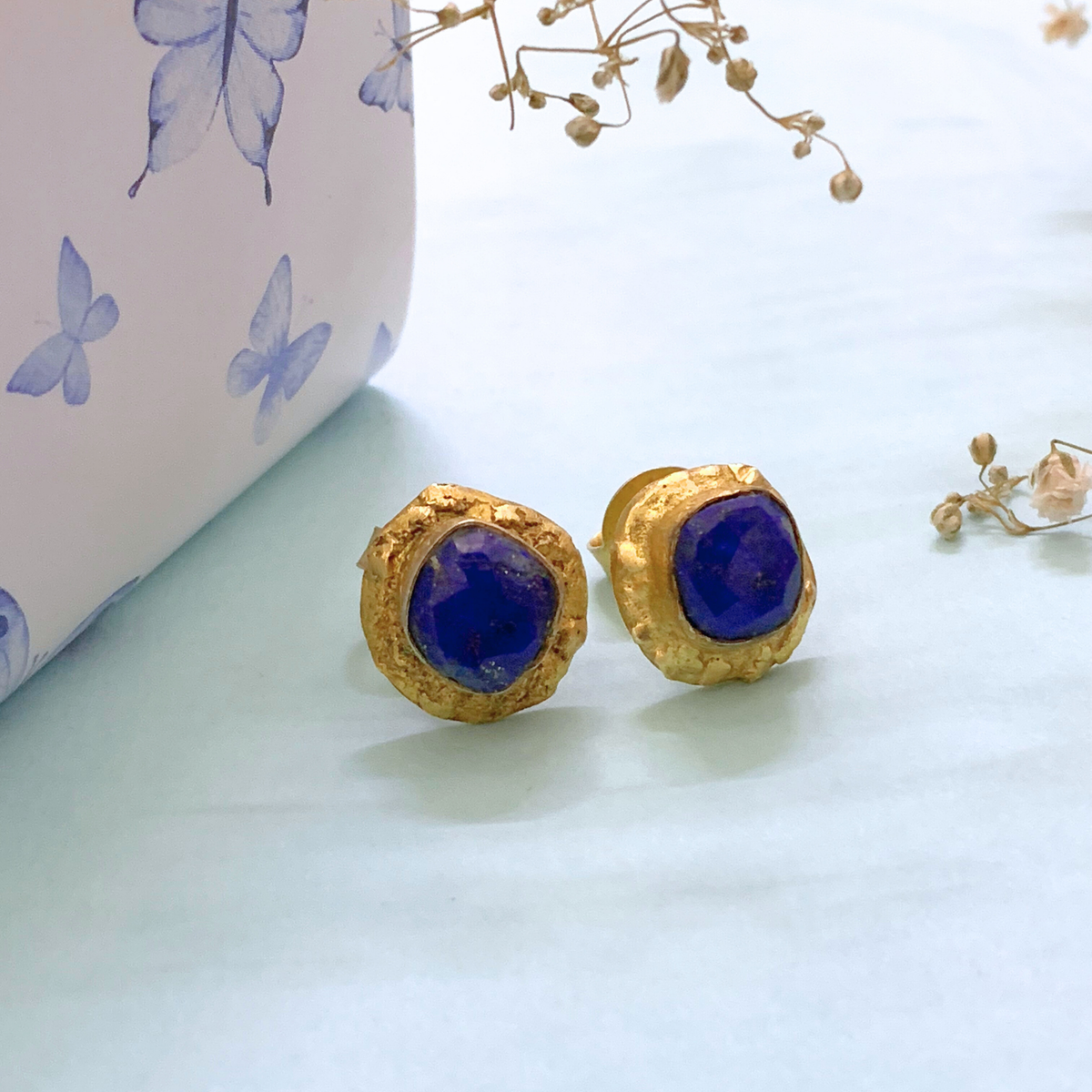 Solah Lapis Lazuli 18K Gold Plated Silver 925 Earrings