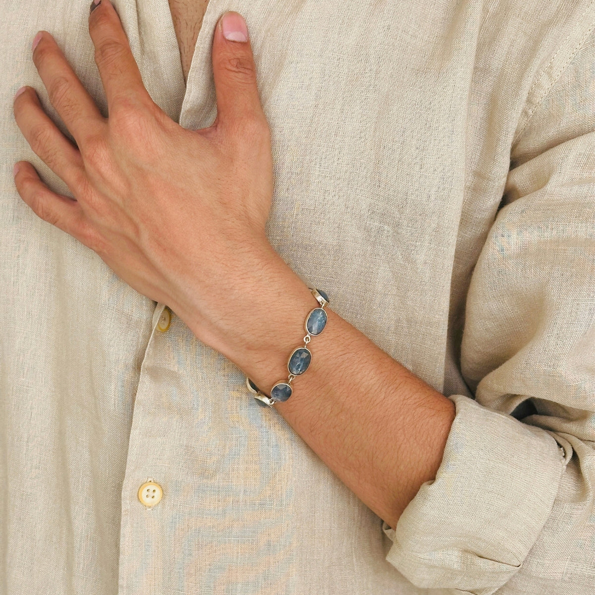Elias Kyanite Silver 925 Men's Bracelet