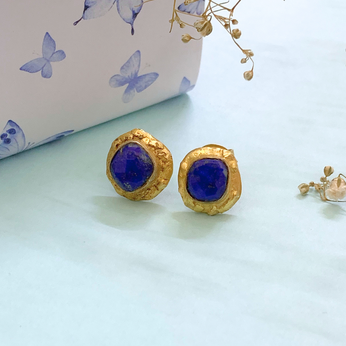 Solah Lapis Lazuli 18K Gold Plated Silver 925 Earrings