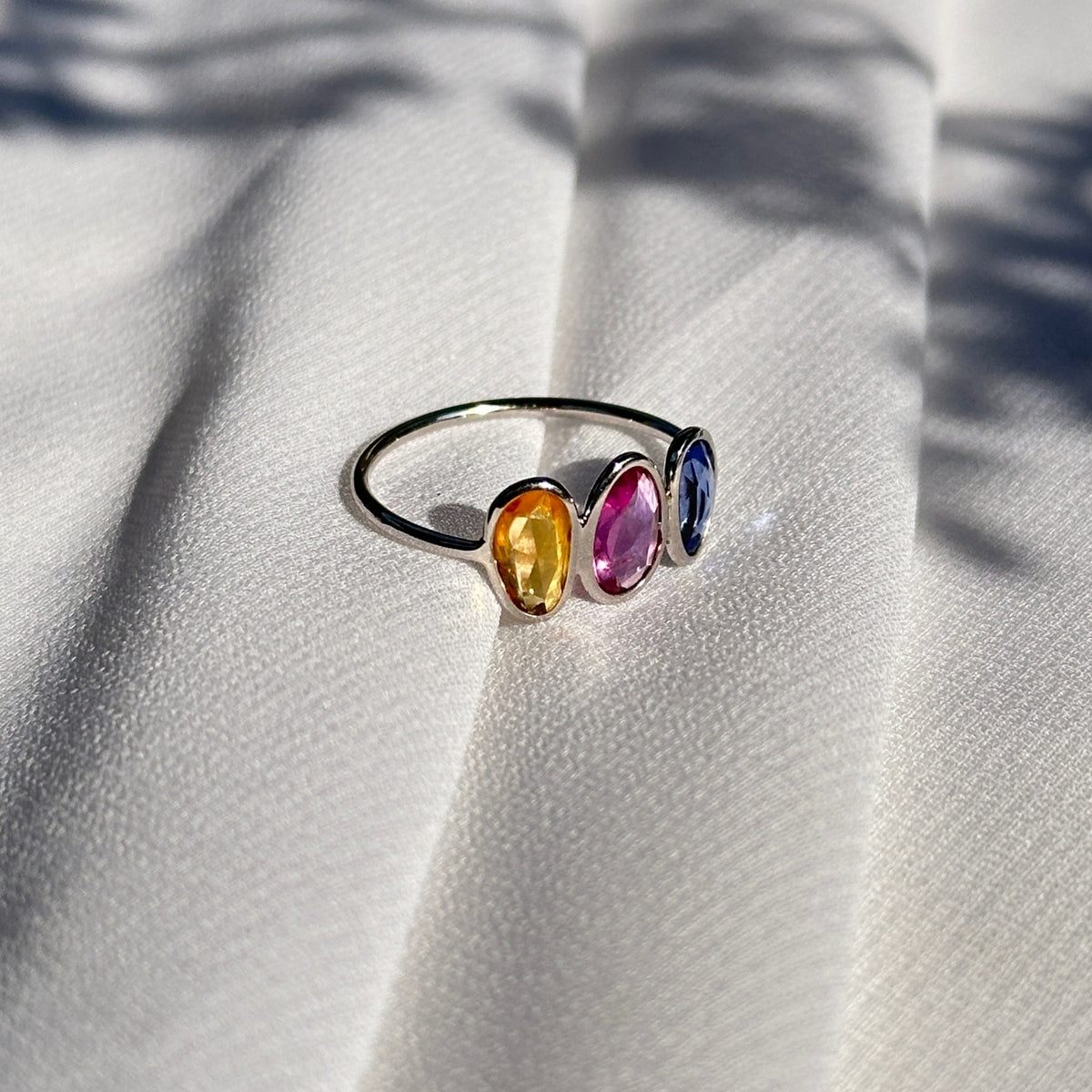 Multi Sapphire 18KT White Gold Ring