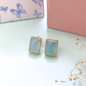 Rye Aquamarine & Amethyst 18K Gold Plated Silver 925 Stud Earrings