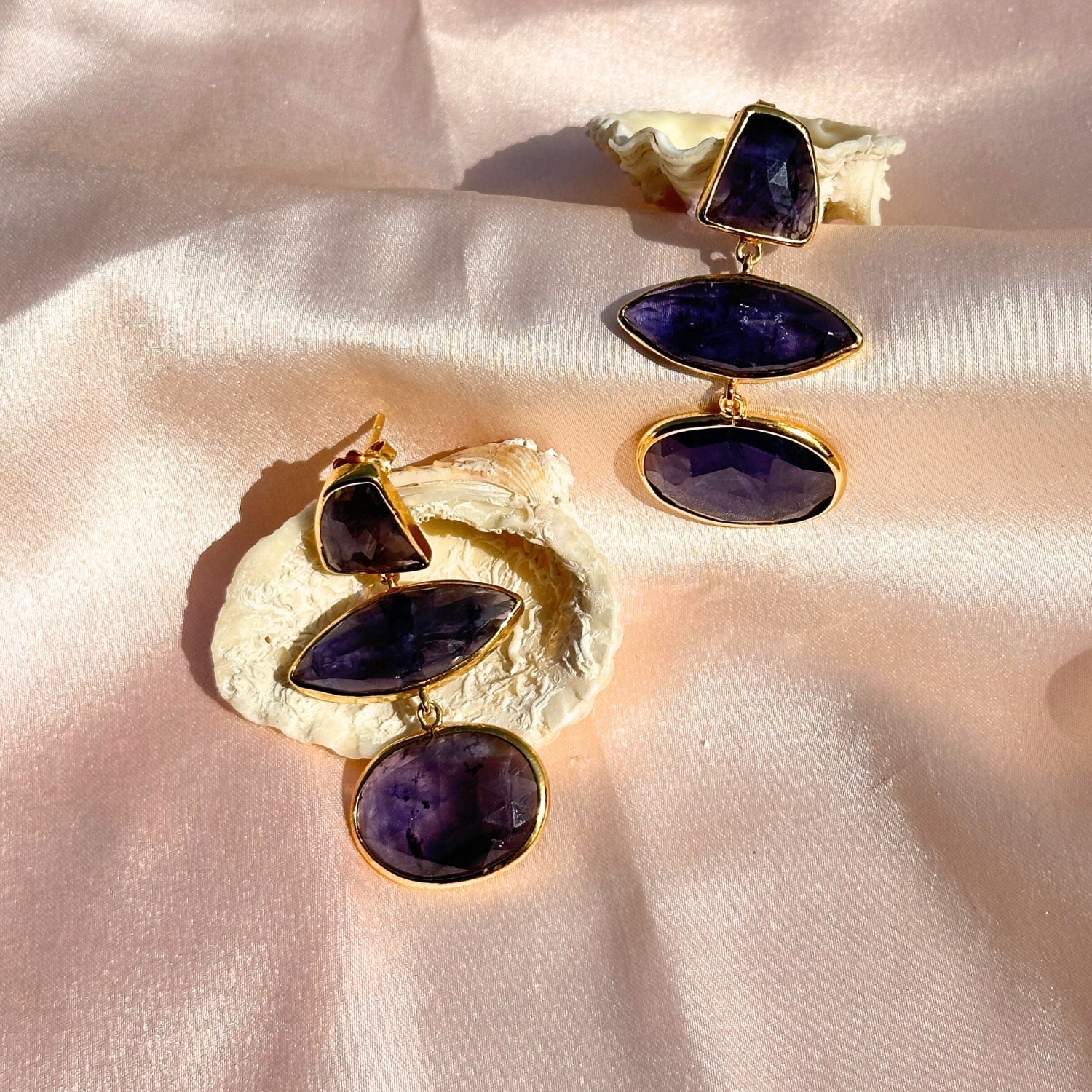 Fia Iolite 18K Gold Plated Silver Earrings