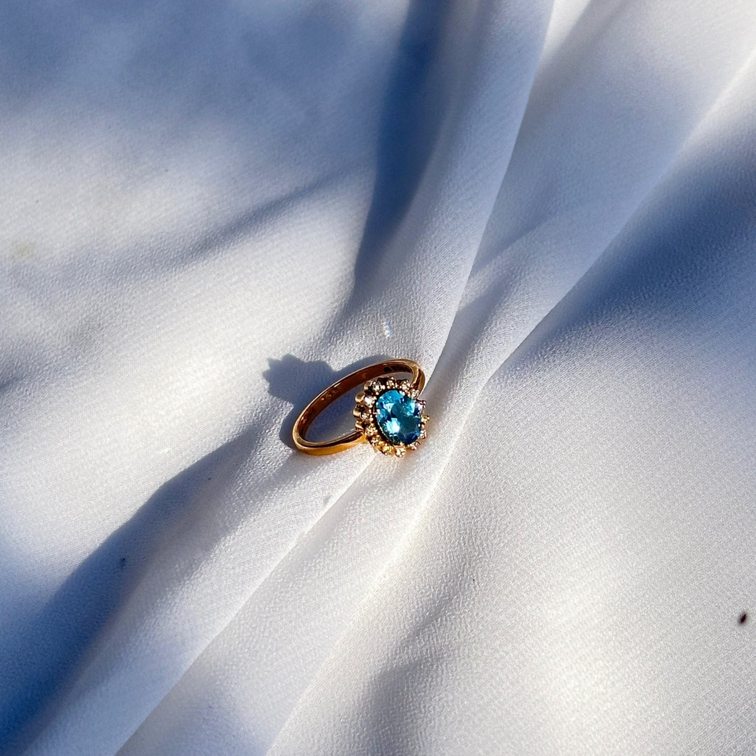 Blue Topaz and Diamond 18KT Gold Ring