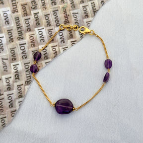 Bryan Amethyst 18KT Gold Plated Silver Love Bracelet