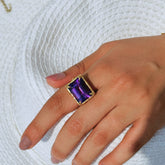 Peony Amethyst Gold Plated Silver 925 Love Ring