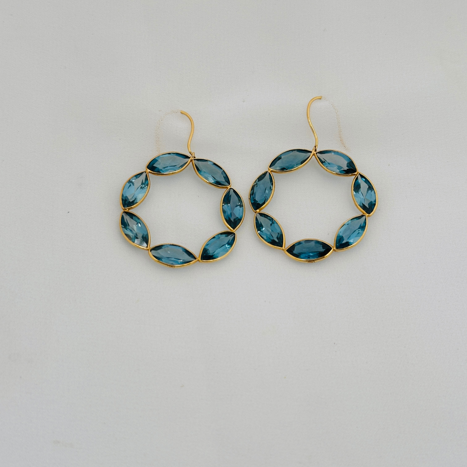 Blue Topaz Loop 18KT Gold Earrings