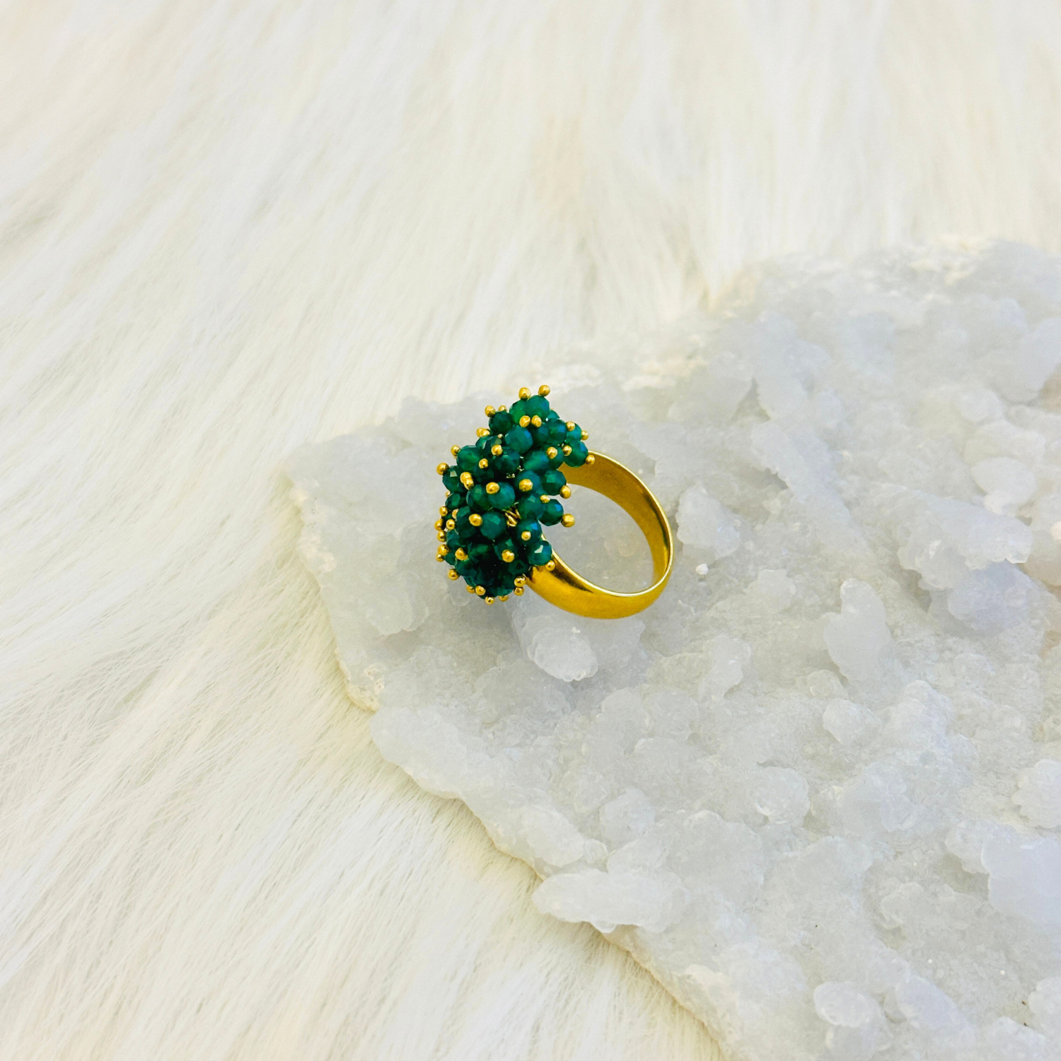 Green Hues Beads Ring