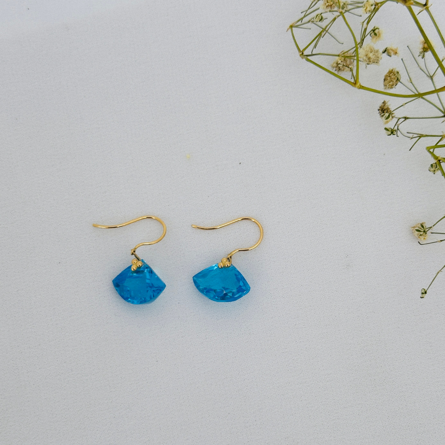 Blue Topaz 18KT Gold Earrings