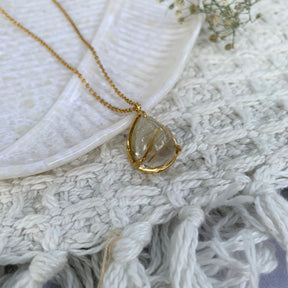 Rutile Quartz 18k Gold Plated Silver 925 Pendant Necklace