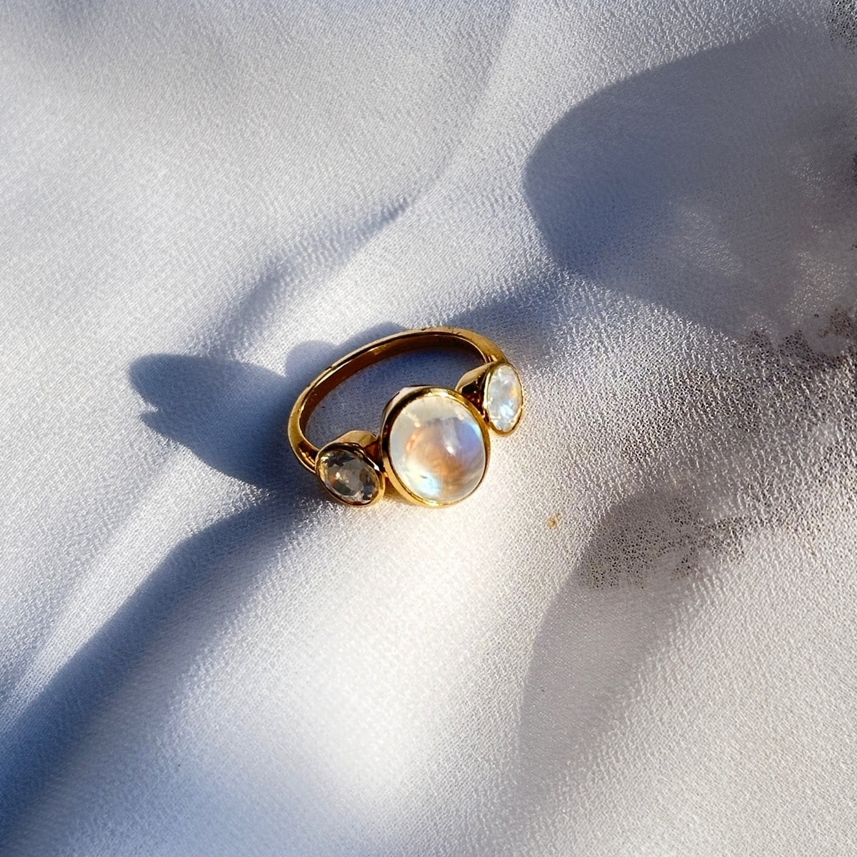 Rainbow Moonstone 18KT Gold Ring