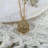 Rutile Quartz 18k Gold Plated Silver 925 Pendant Necklace