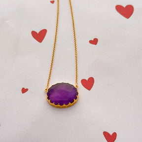 Sage Amethyst 18K Gold Plated Silver 925 Love Necklace