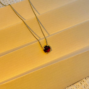 Little Garnet and Silver 925 Pendant Necklace