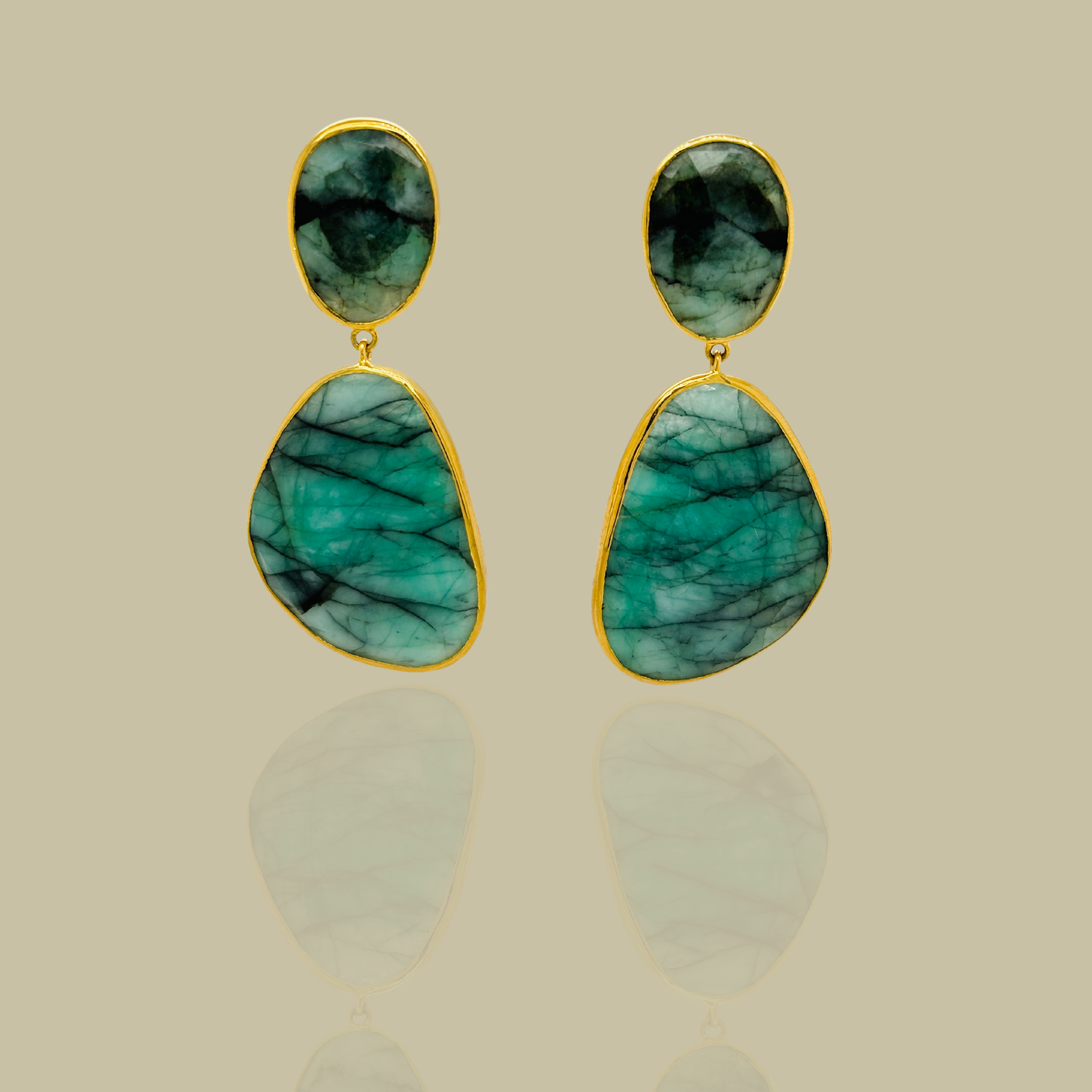 Casie Emerald 18K Gold Plated Silver Earrings