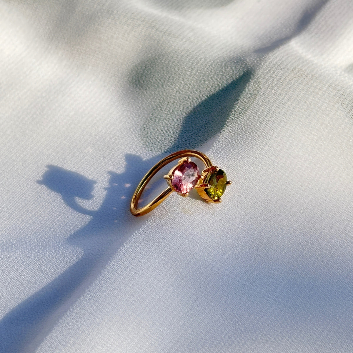 Tourmaline Two Stone 18KT Gold Ring