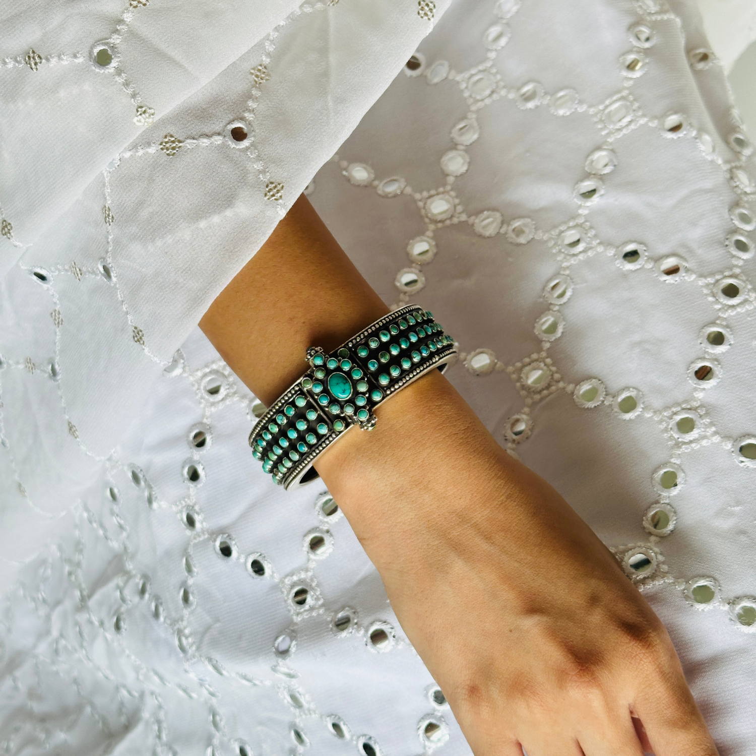 Gandhari Turquoise Silver 925 Bangle