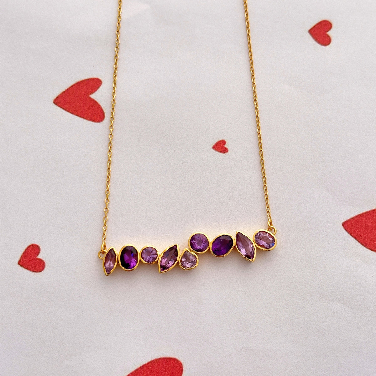 Dakota Amethyst Gold Plated Silver 925 Love Necklace