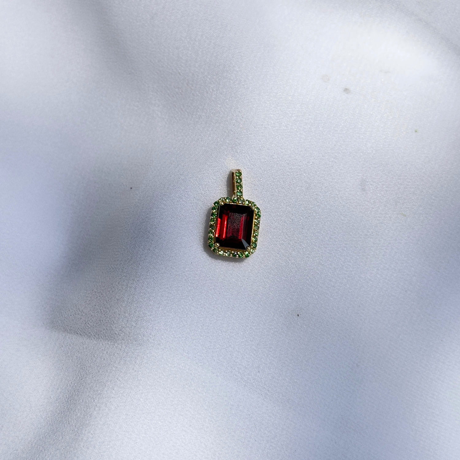 Garnet & Tsavorite 18KT Gold Pendant