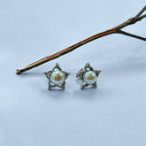 Everyday wear earrings Pearl & Zircon Silver 925 Studs