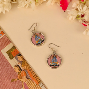  Handpainted Miniature Art Silver 925 Earrings