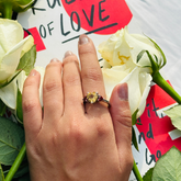 Citrine & Garnet 925 Silver Heart Ring