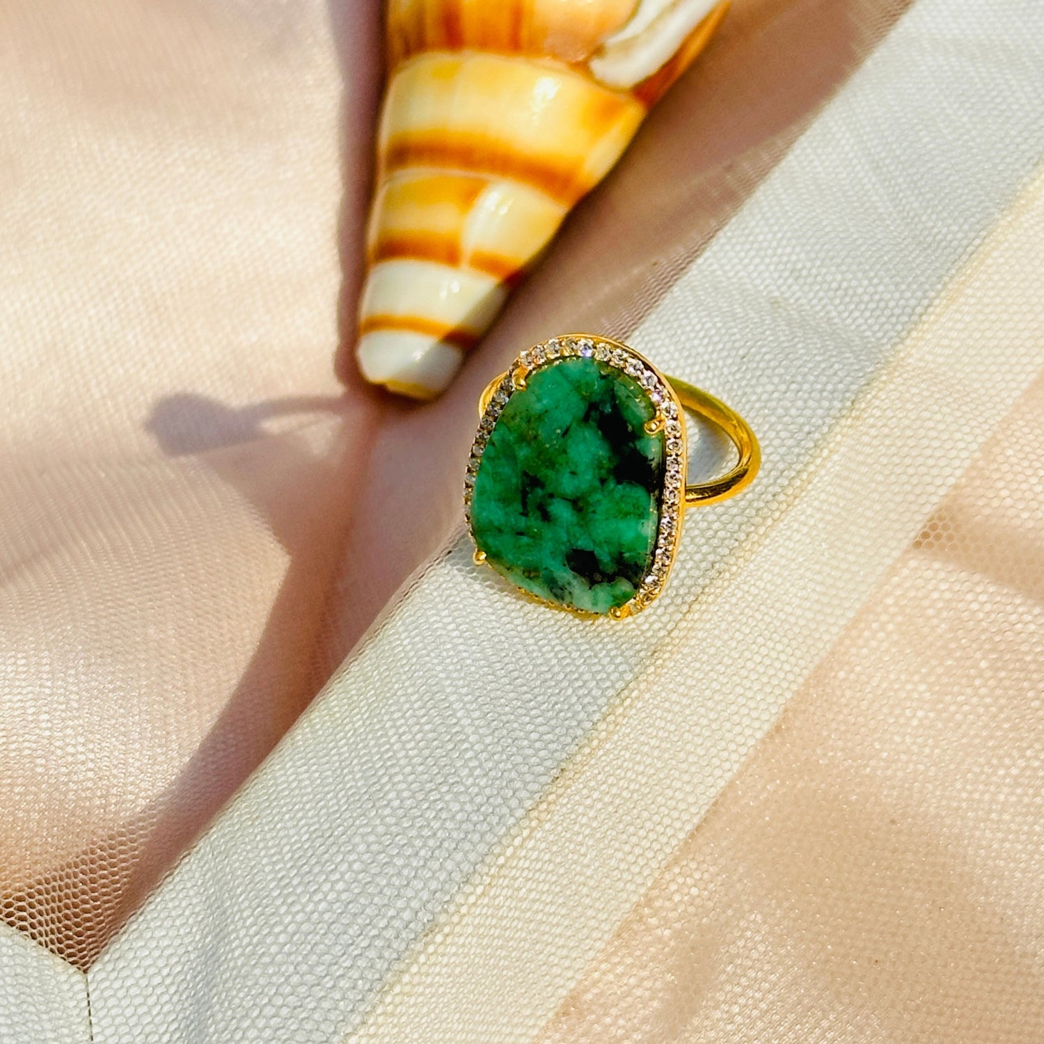 gemstone Emerald 18k Gold Plated Silver 925 Rings