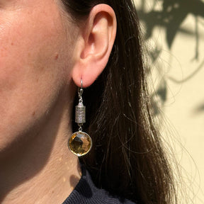 Modern stylish unique Citrine 925 Silver Earrings