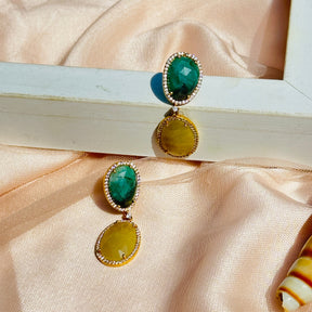 gemstone Emerald & Yellow Sapphire Silver 925 Earrings