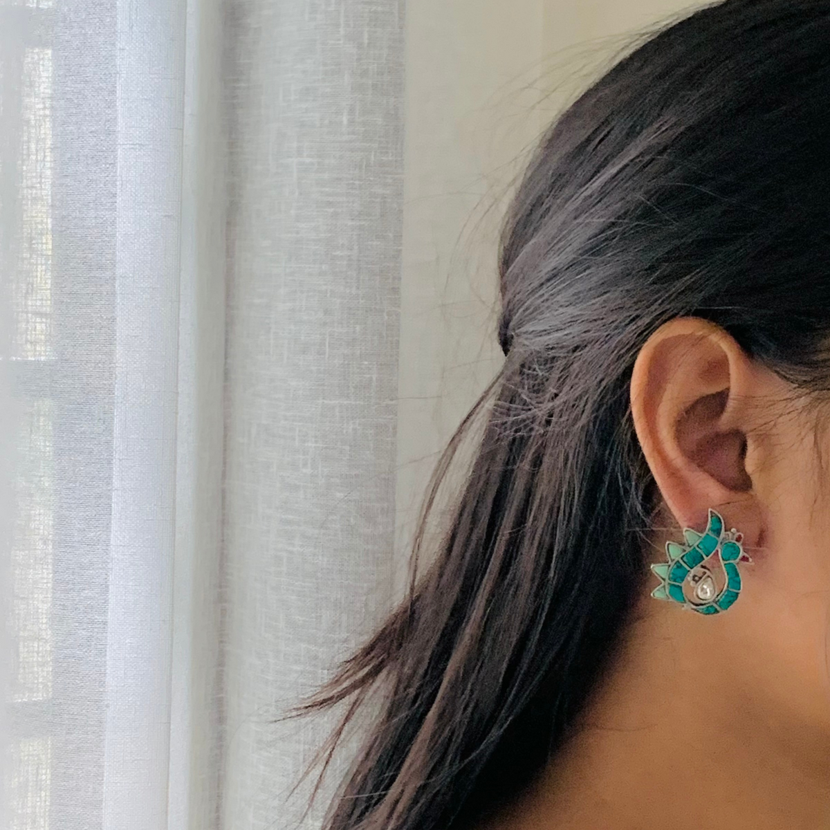 Nandini Turquoise Silver 925 Stud earrings